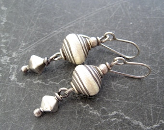 silver drop earrings, oxidized silver, gift for her