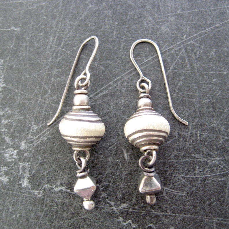 silver drop earrings, oxidized silver, gift for her image 3