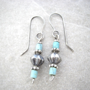 turquoise earrings, oxidized silver, minimalist earrings, southwest vibe, gift for girlfriend image 1