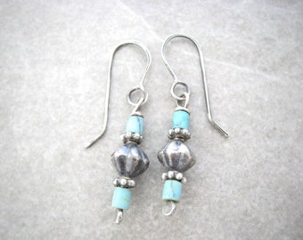 turquoise earrings, oxidized silver, minimalist earrings, southwest vibe, gift for girlfriend