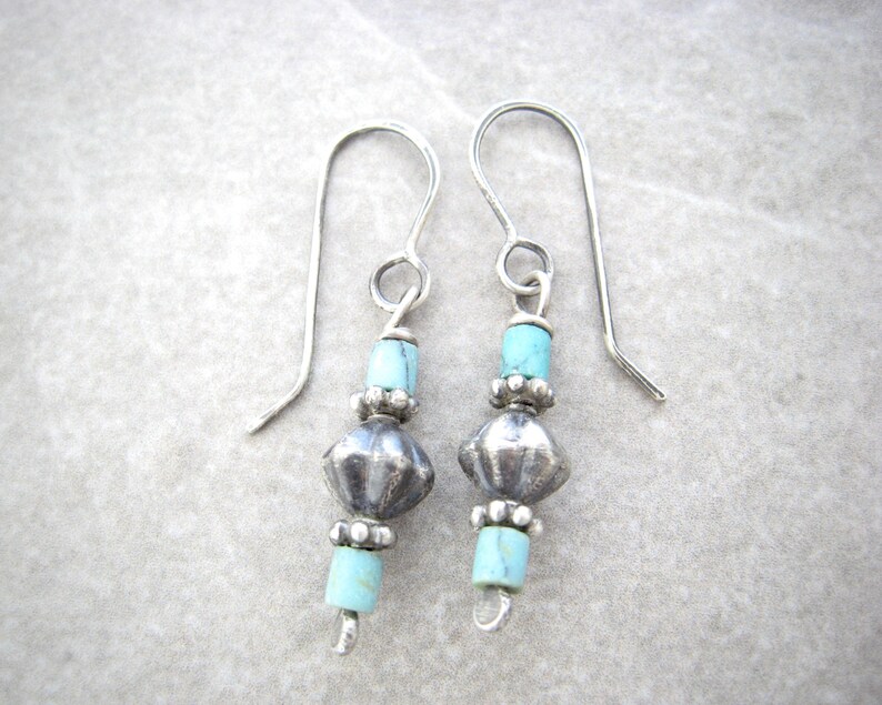 turquoise earrings, oxidized silver, minimalist earrings, southwest vibe, gift for girlfriend image 1