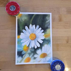 Original Daisy Blumen Gemälde Frühling Wohnkultur, Wand Kunst 8x6 Schlafzimmer Konsole Dekor