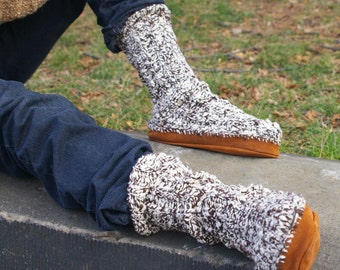 Knitting Pattern- Suede Sole Slipper Socks- PDF download