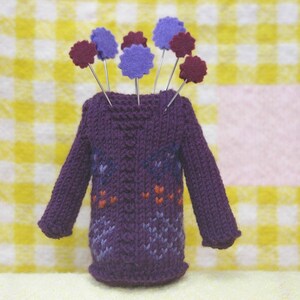 Knitting Pattern- Fair Isle Sweater Pincushion- PDF download