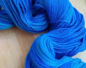 Limited-edition hand dyed sock yarn - fingering weight - approx 400 yds - NY - "Blue Blue Electric Blue"