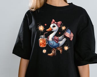 Patriotic Cowgirl Goose PNG | 4th of July Clipart (Digital Download)