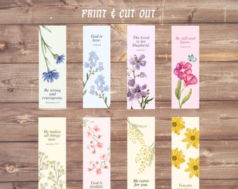 40 Bible Verse Bookmark Bundle, Printable floral bookmark, Christian Png, Inspirational Bookmark, Printable Christian Art, Bible Bookmark