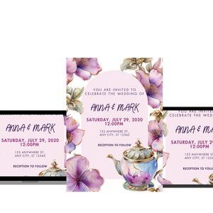 Elegant Floral Wedding Invitation | Digital Download | Editable Canva Template