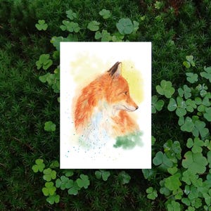 Postkarte mit Fuchs - Naturmotiv - Aquarelloptik - Waldtier - Grußkarte - Geschenkidee für Naturliebhaber
