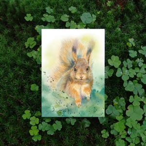 Postkarte mit Eichhörnchen - Naturmotiv - Aquarelloptik - Waldtier - Grußkarte - Geschenkidee für Naturliebhaber