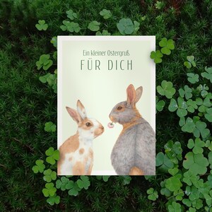 Herzlicher Ostergruß - Postkarte mit Hasenmotiv in Aquarelloptik - Grußkarte - Tierillustration