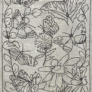 Butterfly Dance Rug Hooking Pattern on LINEN 18.5 x 27.5 inches