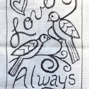 Love Always Rug Hooking Pattern on Linen  12×16 inches