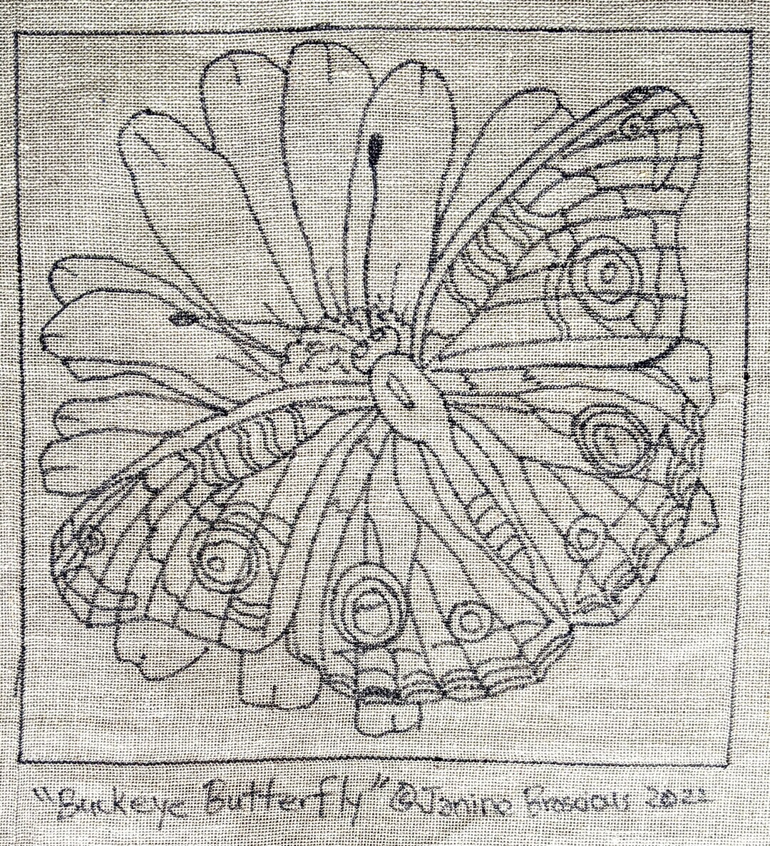 Buckeye Butterfly Pattern on Linen 18 X 18 - Etsy