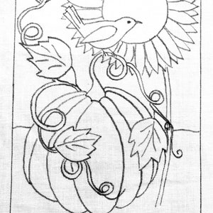 Autumn Delight Rug Hooking Pattern on Linen 18.5 x 25 inches with wren or crow