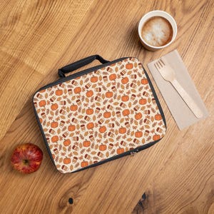 Autumn-Themed Lunch Bag, Insulated Food Carrier, Fall Picnic Tote, Thanksgiving Lunch Cooler, Seasonal Meal Storage