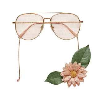 15 Watercolor Glasses Clipart with Floral Books | Aesthetic Eyeglasses Transparent PNG Bundle for Reading Quotes Art Cozy Designs | Set #158