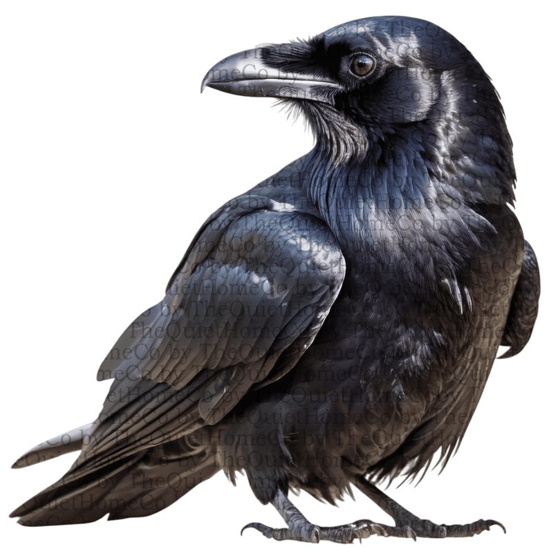 17 Black Raven PNG Clipart Set | Gothic Halloween Illustrations (Digital Download) | Set #257 image 11