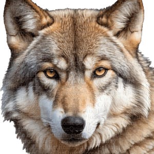 Conjunto de clipart de lobo: ilustrações realistas de vida selvagem para designs boho (arquivos PNG, 4096x4096 px)