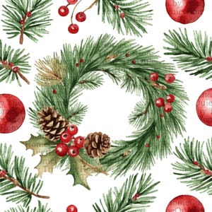 19 Christmas Wreath Clipart PNG | Hand Painted Watercolor Holiday Wreaths with Pinecones, Berries & Greenery for Winter Crafts | Set #431