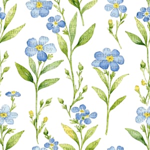 20 Forget Me Not Watercolor Clipart Bundle | Blue Spring Floral PNG Set for Wedding Invitations, Botanical Design and Sublimation | Set #235