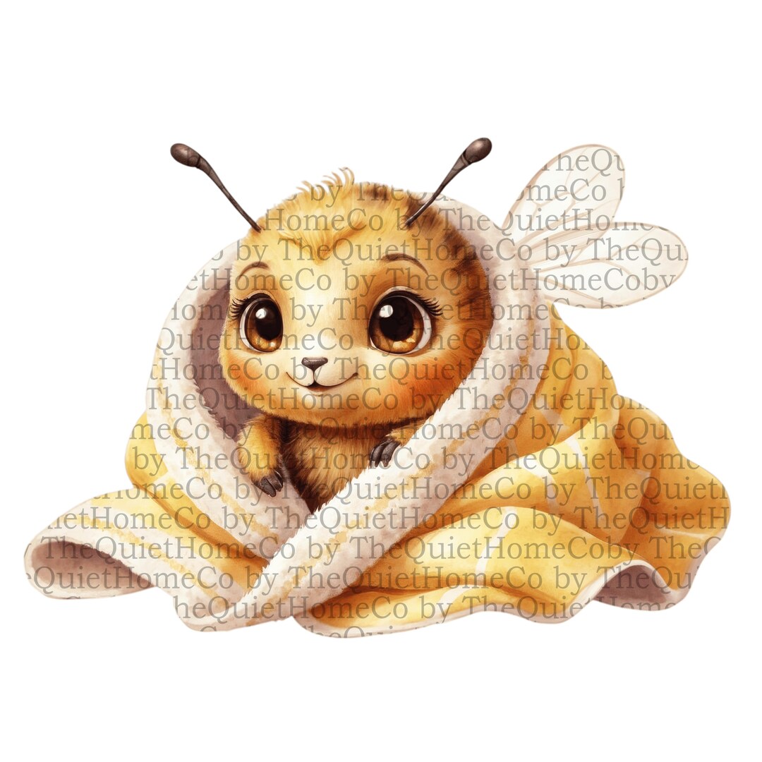 16 Watercolor Cute Bee Clipart Bundle | Cozy PNG Baby Bees With ...