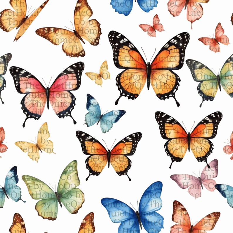 19 Watercolor Butterfly Seamless Pattern | Scrapbook Paper, Fabric ...