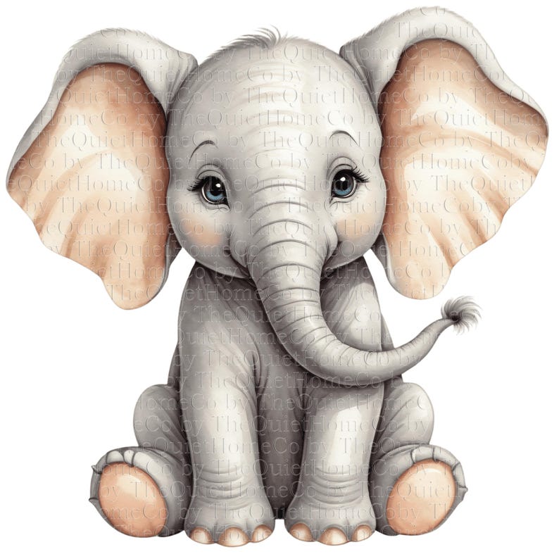 20 Baby Elephant PNG Clipart Set | Cute Watercolor Jungle Animal ...