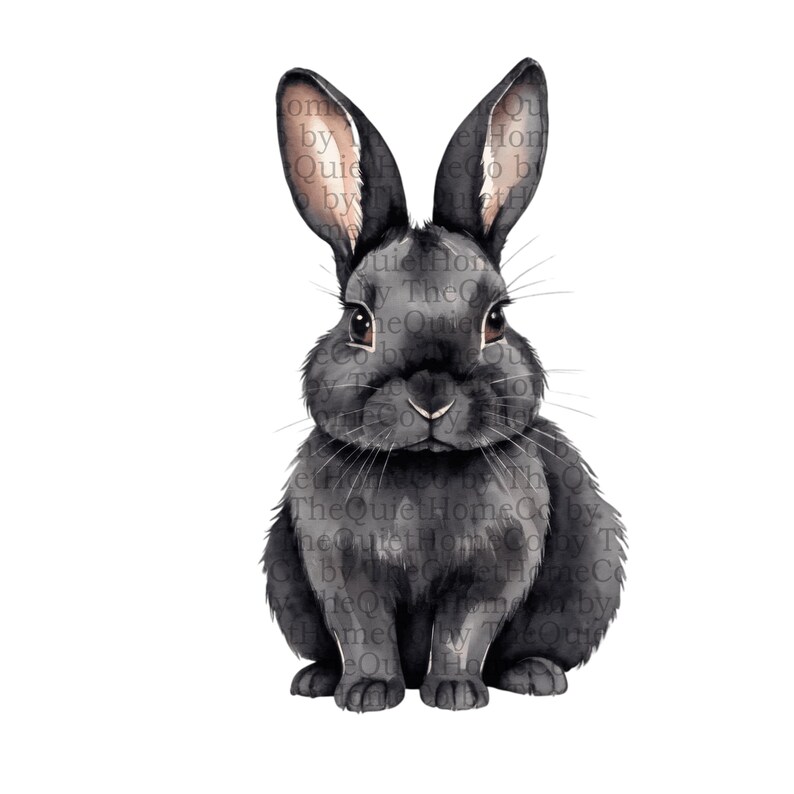 Watercolour Rabbit Png 16 Black Bunny Clipart Bundle | Watercolor Rabbit PNG Files With Floral ...
