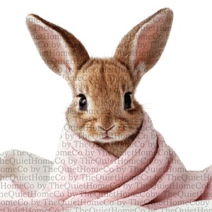 21 Cozy Bunny PNG Clipart Set | Watercolor Rabbits Wrapped in Blankets ...