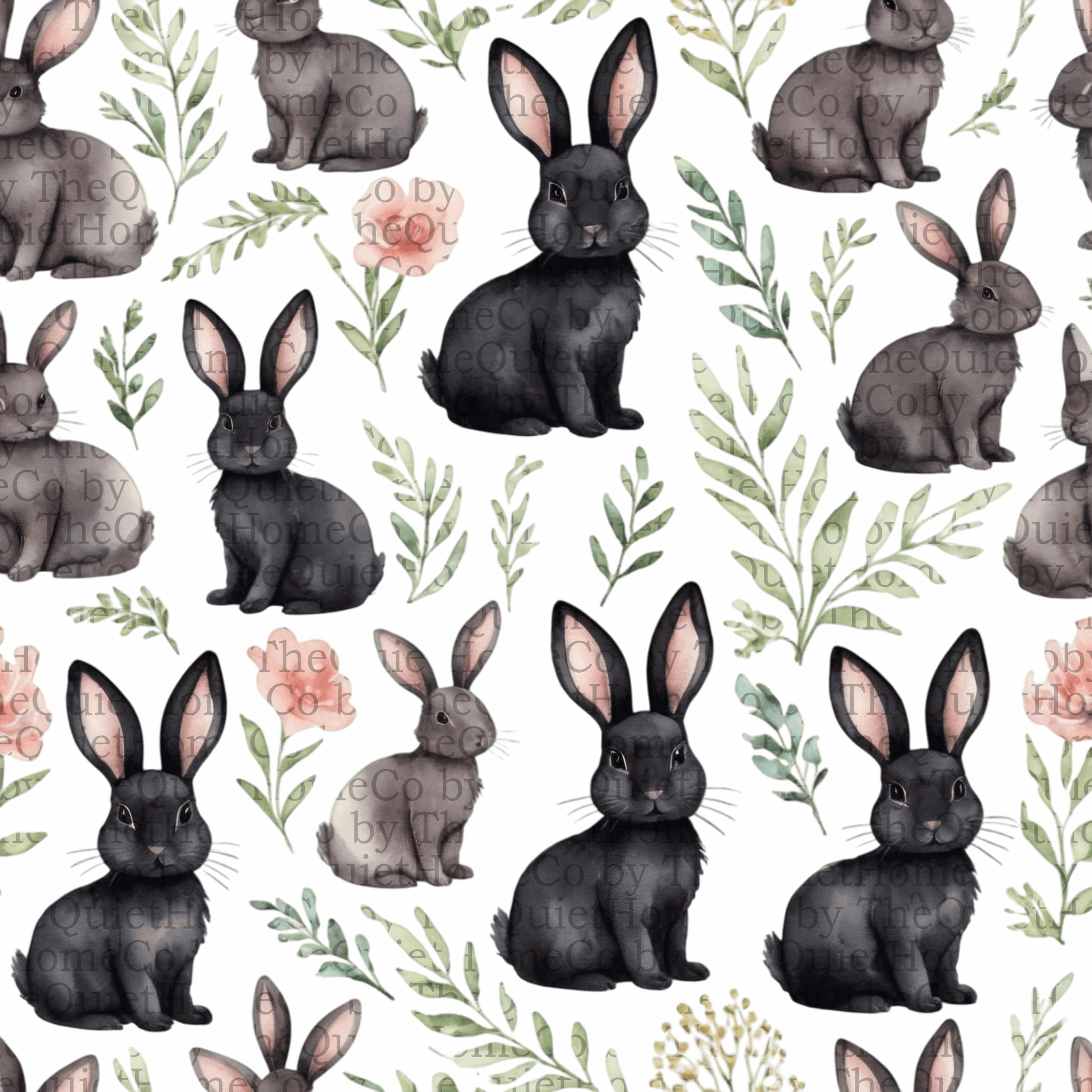 Watercolour Rabbit Png 16 Black Bunny Clipart | Watercolor Rabbit PNG, Floral Accents (digital ...