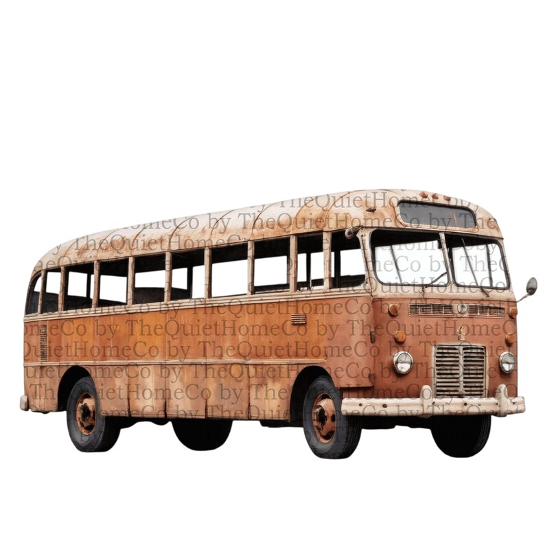 10 Vintage Bus Clipart Set | PNG Retro Images Watercolor Old Buses for ...