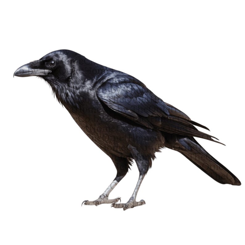 17 Black Raven PNG Clipart Set | Gothic Halloween Illustrations (Digital Download) | Set #257 image 17
