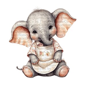 13 Cute Chef Elephant Clipart Bundle | Watercolor Baby Elephants Cooking PNG Set for Kids Kitchen Decor and Bakery Sublimation | Set #210