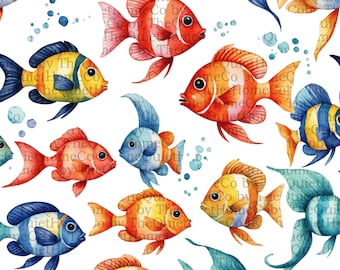 20 imagens de peixes tropicais em aquarela | Pacote PNG do oceano (Download digital) | Conjunto nº 249