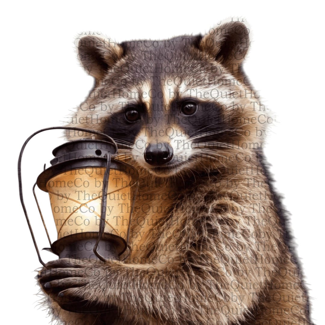18 Watercolor Raccoon Clipart Set | PNG Cozy Woodland Raccoons Holding ...