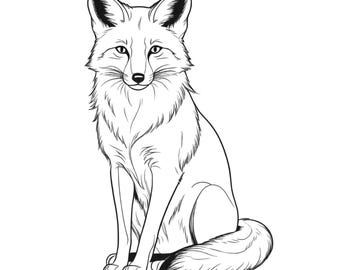 20 Fox Clipart PNG Set | Hand-Drawn Black and White Foxes (Digital Download) | Set #495