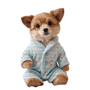 24 set di clipart PNG "Cozy Dog Bedtime" / Cuccioli acquerellati in pigiama con lanterne / Sfondo trasparente / Disegni stampabili / Set n. 60