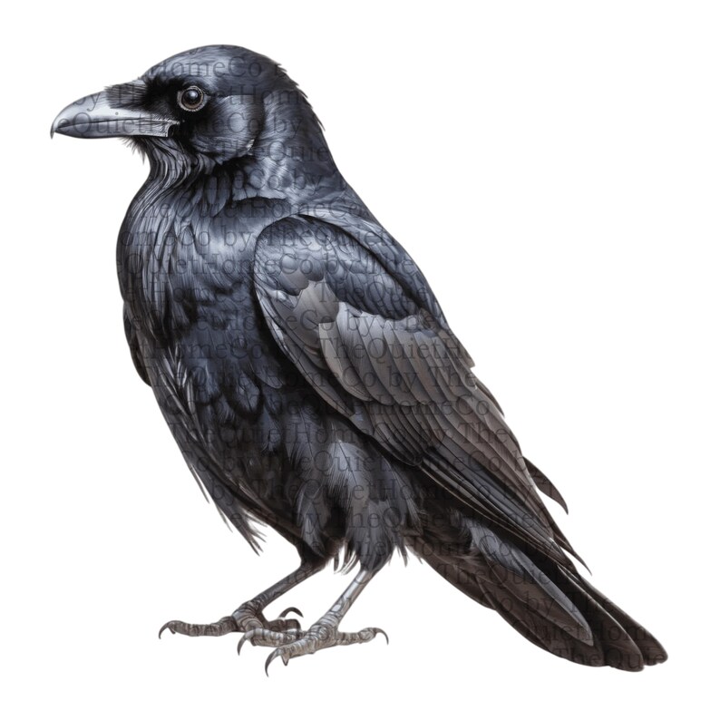 17 Black Raven PNG Clipart Set | Gothic Halloween Illustrations (Digital Download) | Set #257 image 14