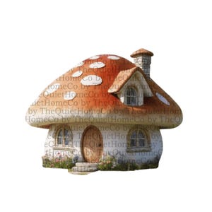 Ensemble de 21 cliparts PNG champignon | Aquarelles fantaisistes cottages champignon vénéneux pour jardins féeriques (fr) | Fond transparent | Ensemble #111