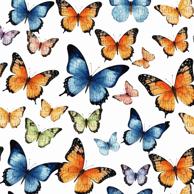 19 Watercolor Butterfly Seamless Pattern | Scrapbook Paper, Fabric ...