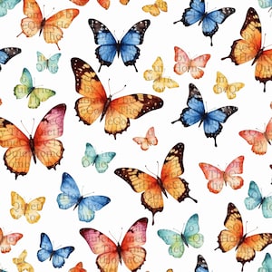 19 Butterfly Seamless Pattern Set | JPG Watercolor Butterfly Backgrounds for Scrapbooking, Fabric Design, Wall Art & Sublimation | Set #388