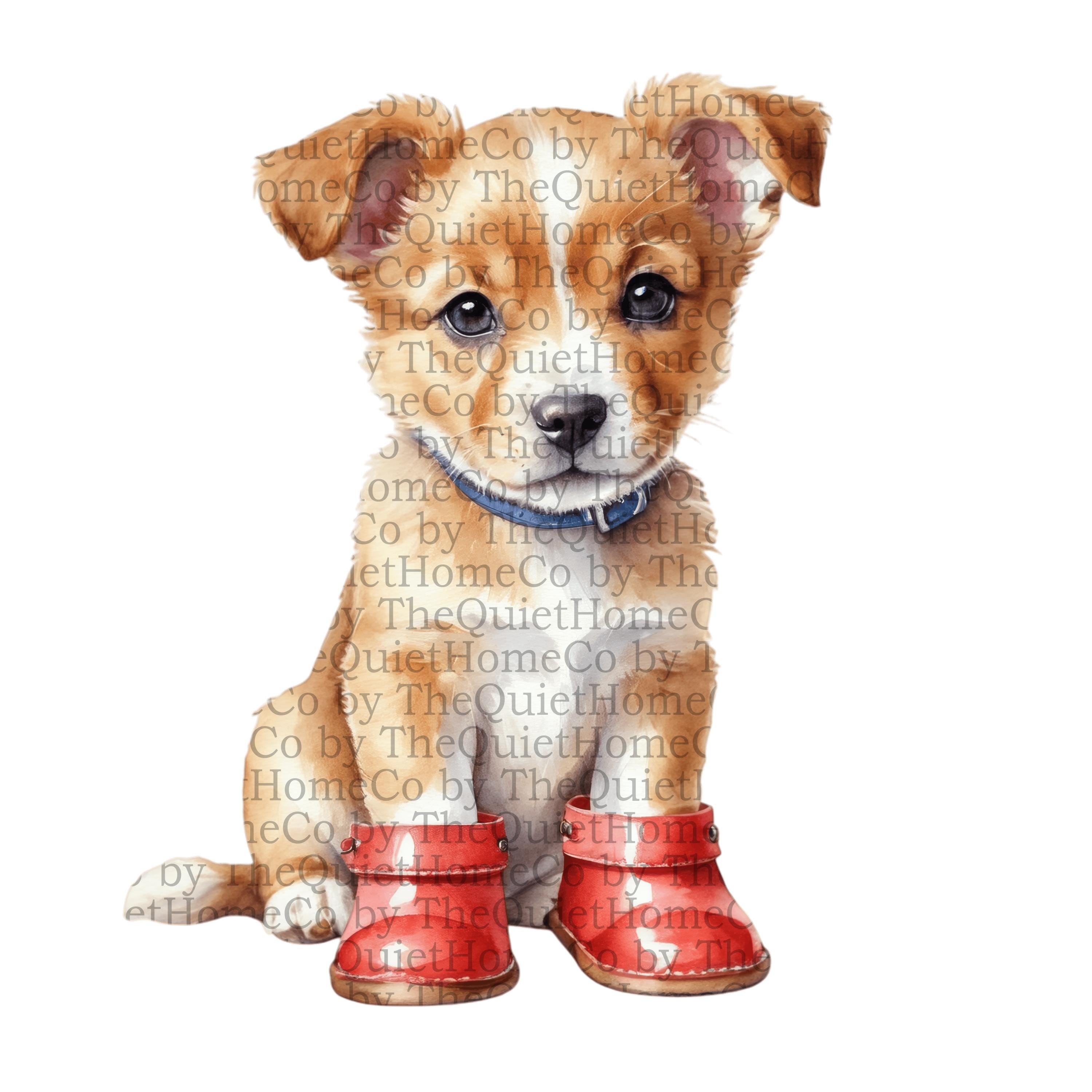 19 Watercolor Puppy Clipart Bundle | PNG Cute Dogs in Shoes for Nursery ...