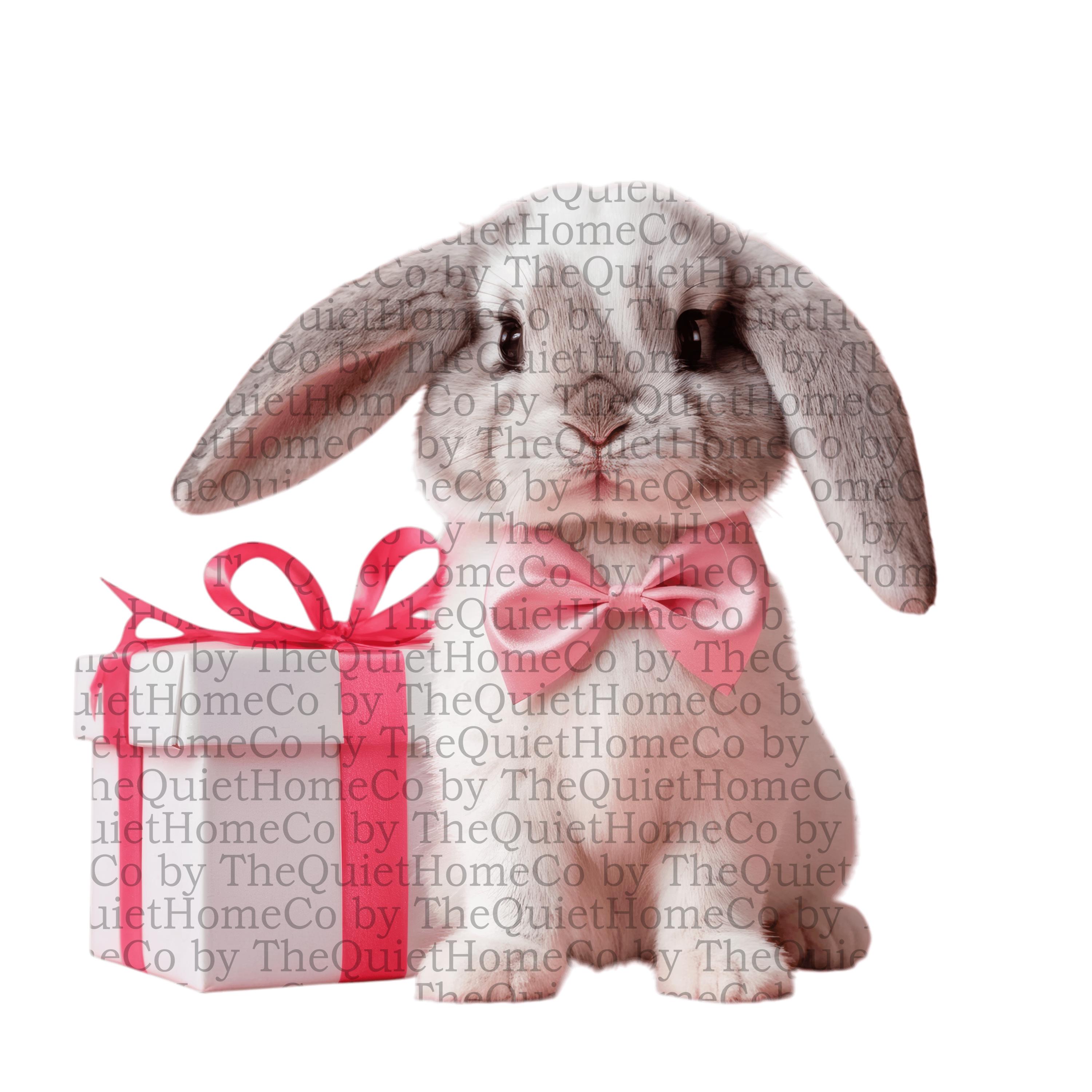 水彩ウサギのクリップアート 20 点 | ピンクのギフトボックス、イースター、ベビーシャワー (PNG) | セット #464