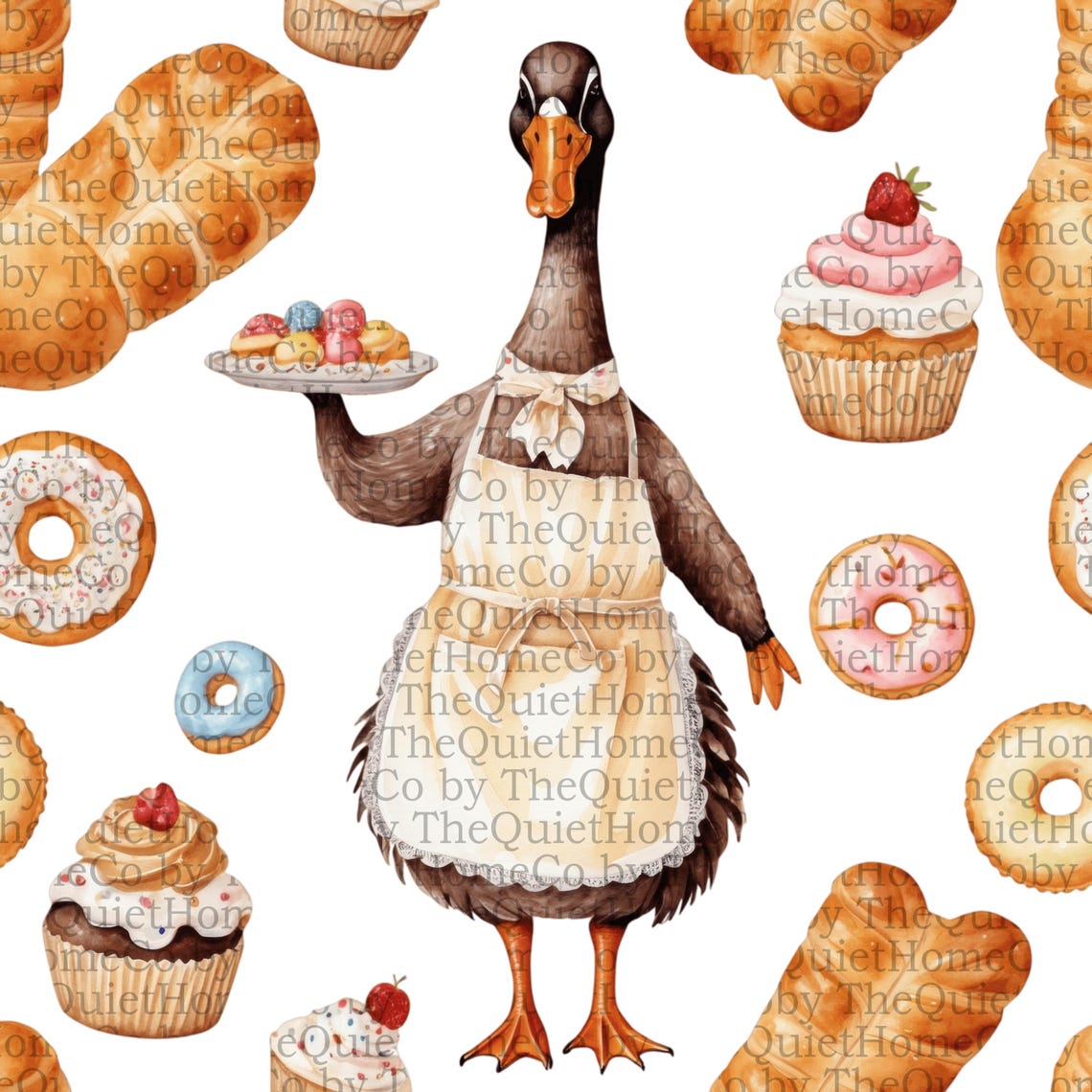20 Watercolor Goose Baking Clipart Set | PNG Cute Farm Ducks With ...