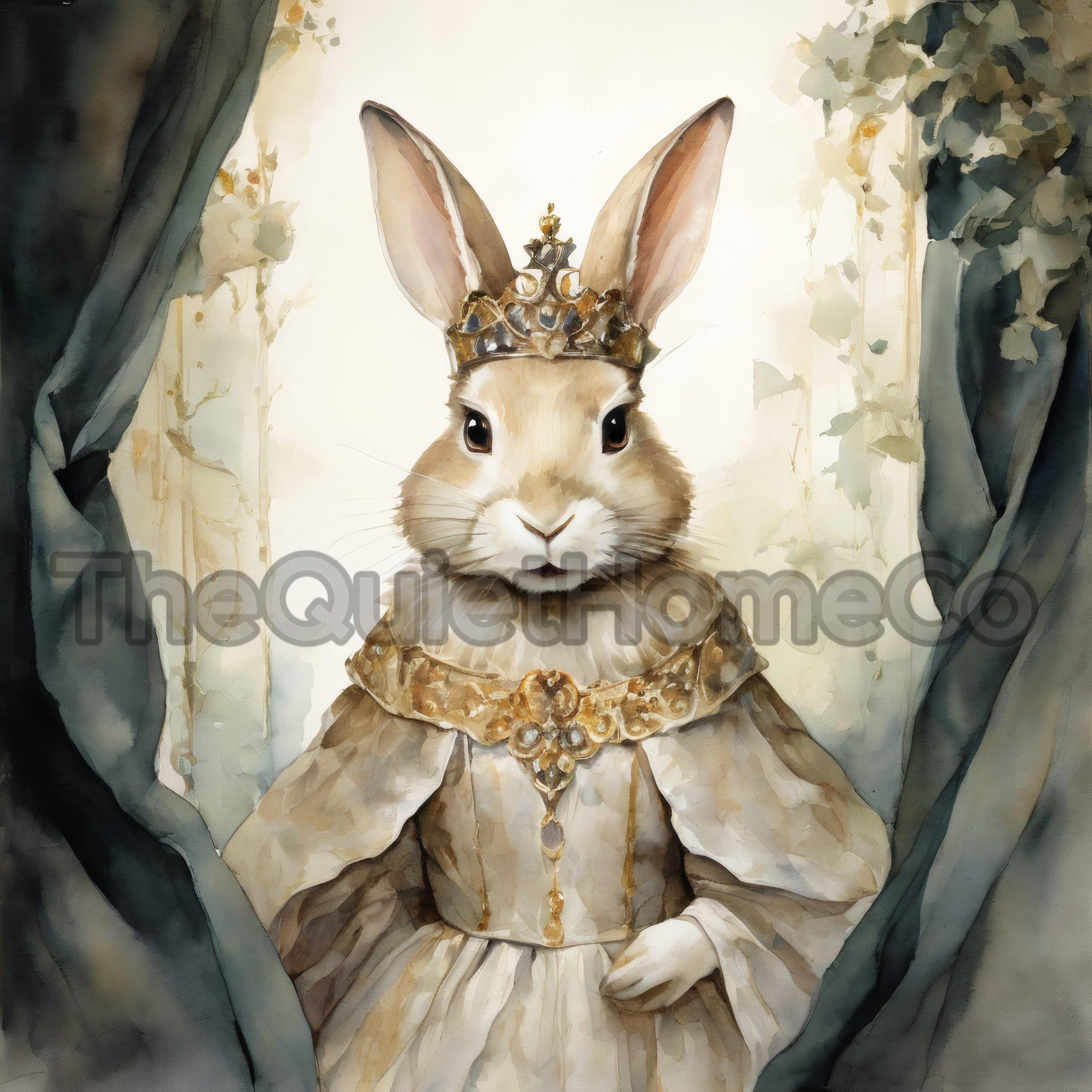 20 Royal Rabbit Watercolor Clipart Set | Renaissance Bunny Portraits ...