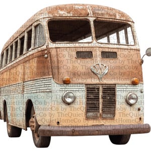 10 Vintage Bus Clipart Set | PNG Retro Images Watercolor Old Buses for ...