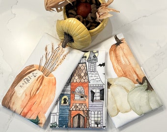 Cotton Flour Sack Towels, Pick Any Three Designs, Holiday Kitchen Decor