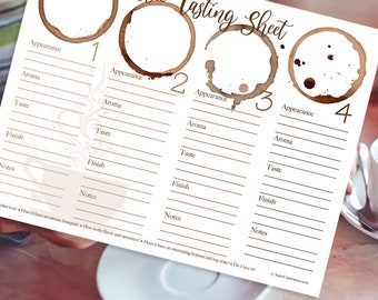 Hoja de mantel individual imprimible y descargable para fiesta de cata de café