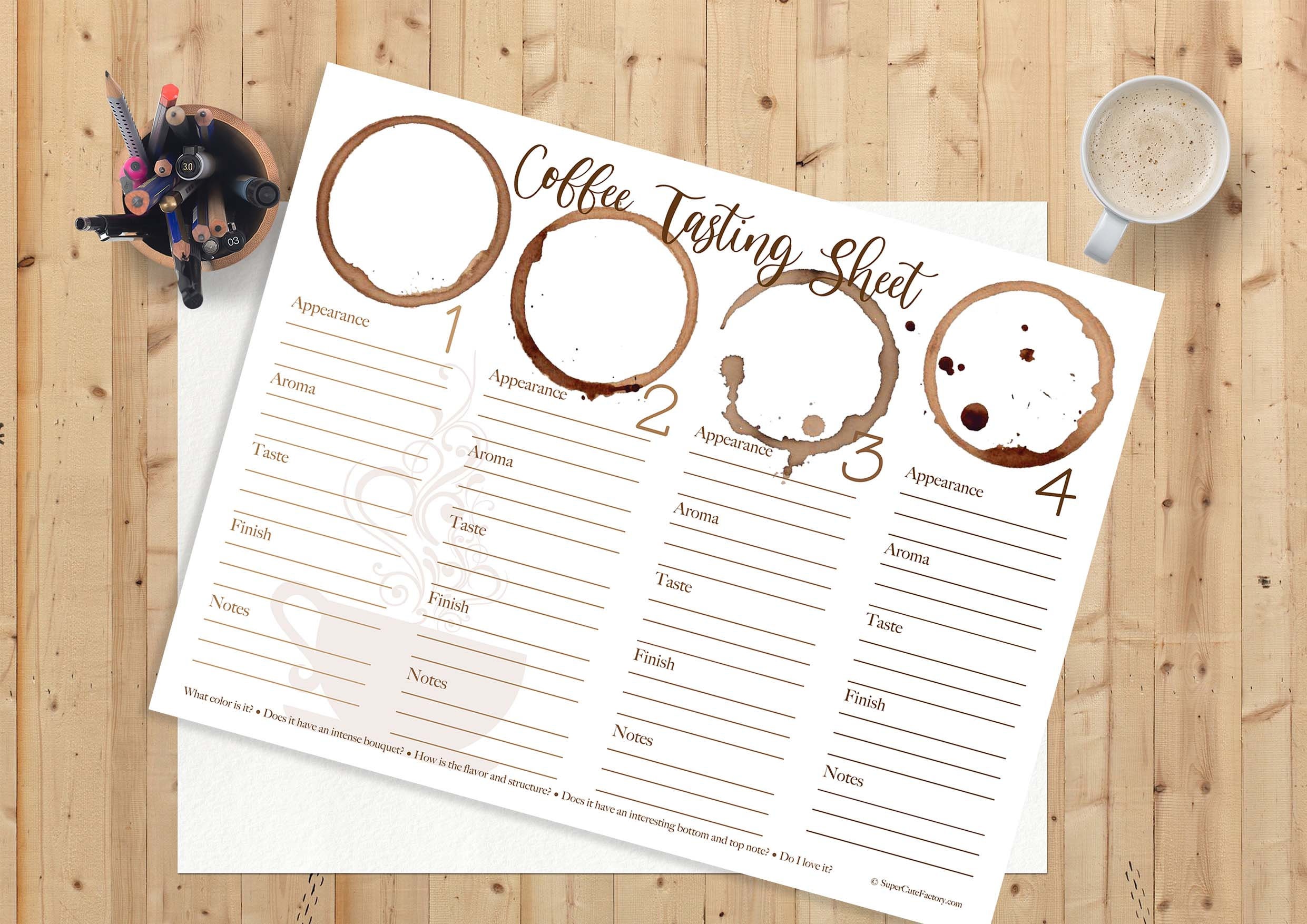 Coffee Tasting Party Downloable Printable Place Mat Sheet Etsy